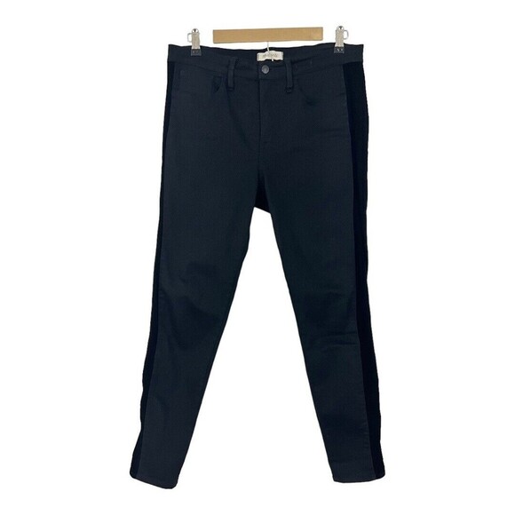Madewell 9" Mid-Rise Skinny Jeans Velvet Tuxedo Stripe Edition Size 32 - Picture 1 of 5
